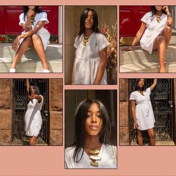 WHITE LINEN DRESS - Picture 2 of 9